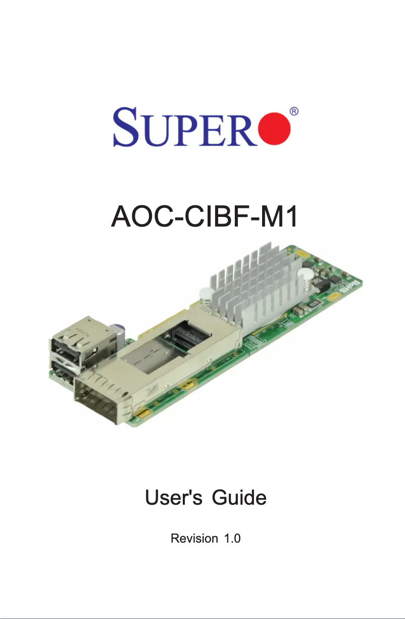 Page 1 de la notice Manuel utilisateur Supermicro AOC-CIBF-m1