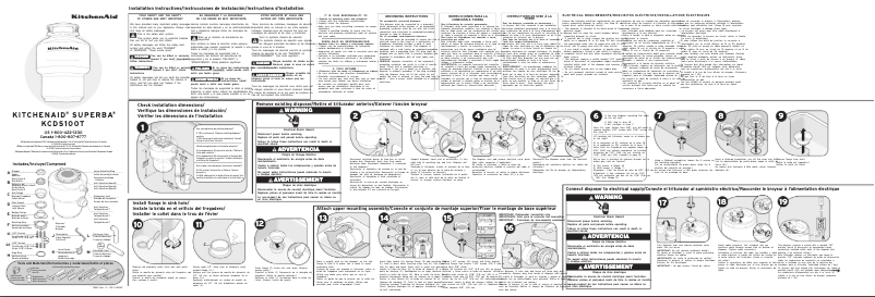 Page n°1 - Guide d'installation KitchenAid KCDS100T