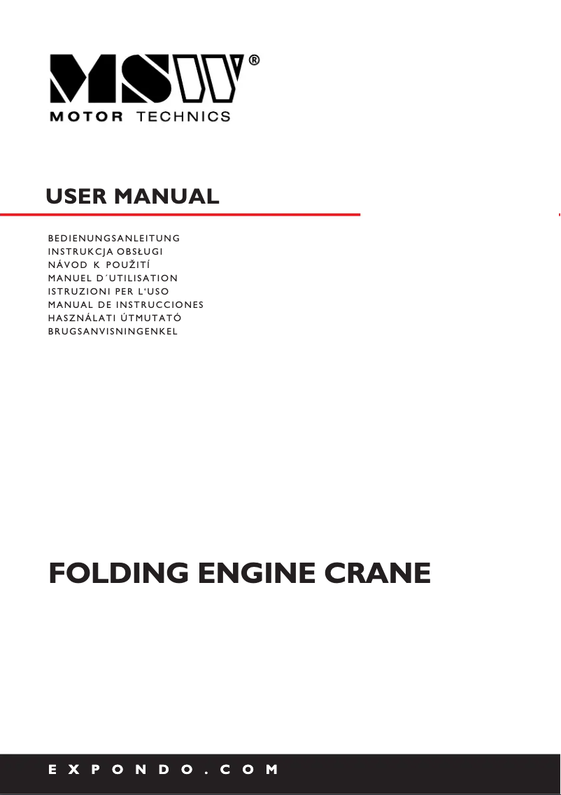 Page 1 de la notice Manuel utilisateur MSW MSW-ECF1-01