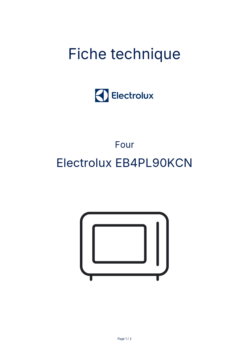 Page n°1 - Fiche technique Electrolux EB4PL90KCN