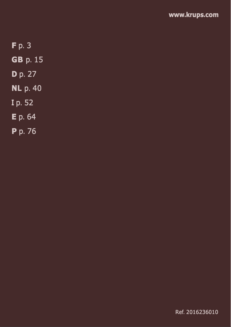 Page 1 de la notice Manuel utilisateur Krups RE8000