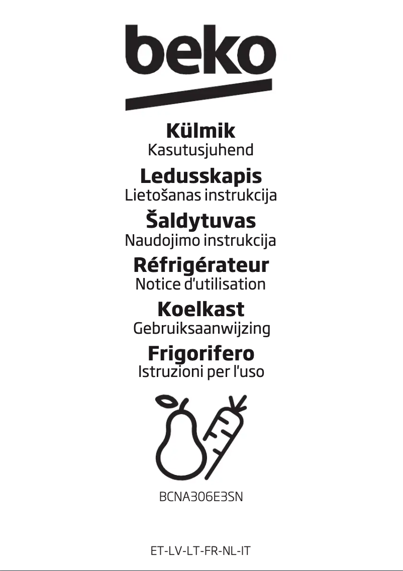 Image de la première page du manuel de l'appareil BCNA306E3SN