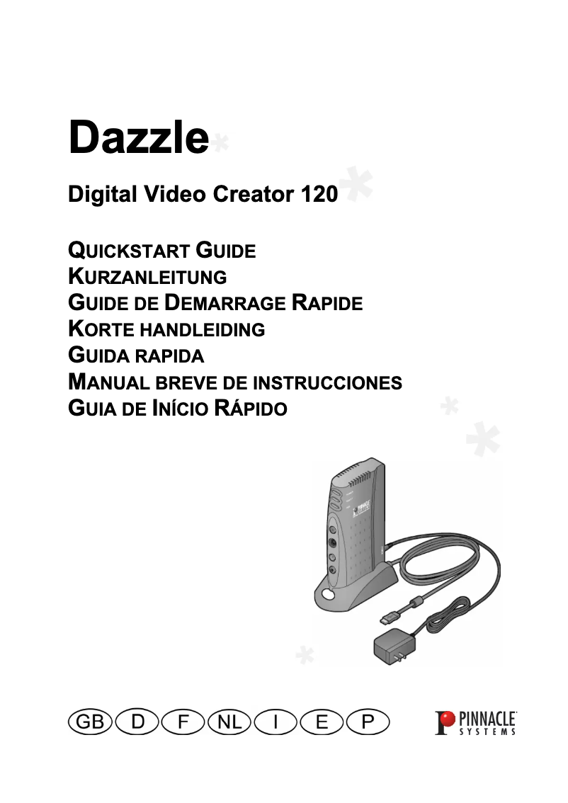 Image de la première page du manuel de l'appareil Dazzle dvc 120 nl fr usb