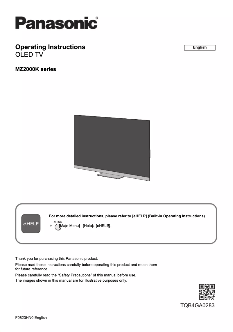 Page 1 de la notice Manuel utilisateur Panasonic TH-77MZ2000K