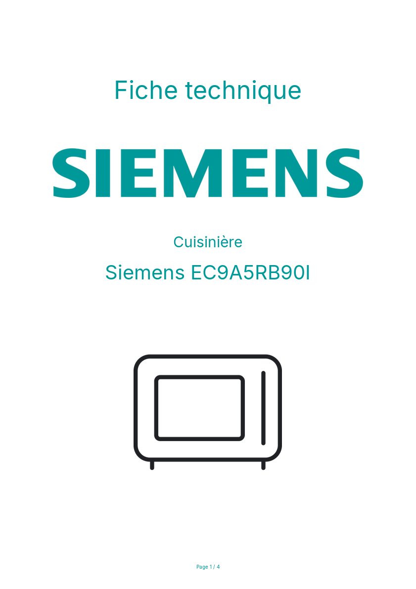 Page n°1 - Fiche technique Siemens EC9A5RB90I