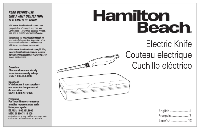 Page n°1 - Manuel utilisateur Hamilton Beach 74250R