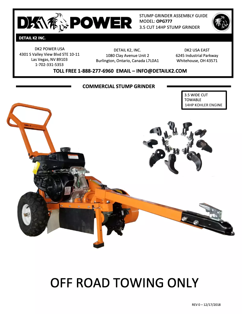 Page n°1 - Manuel utilisateur DK2 Power OPG777