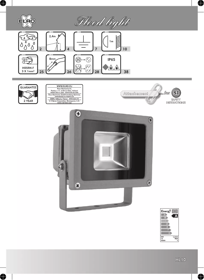 First page image of the manual for HL10