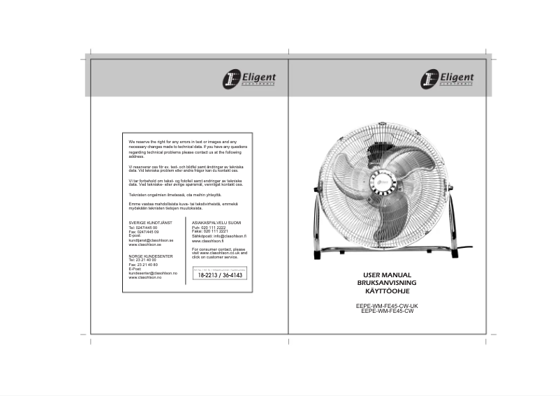Page n°1 - Manuel utilisateur Eligent EEPE-WM-FE45-CW