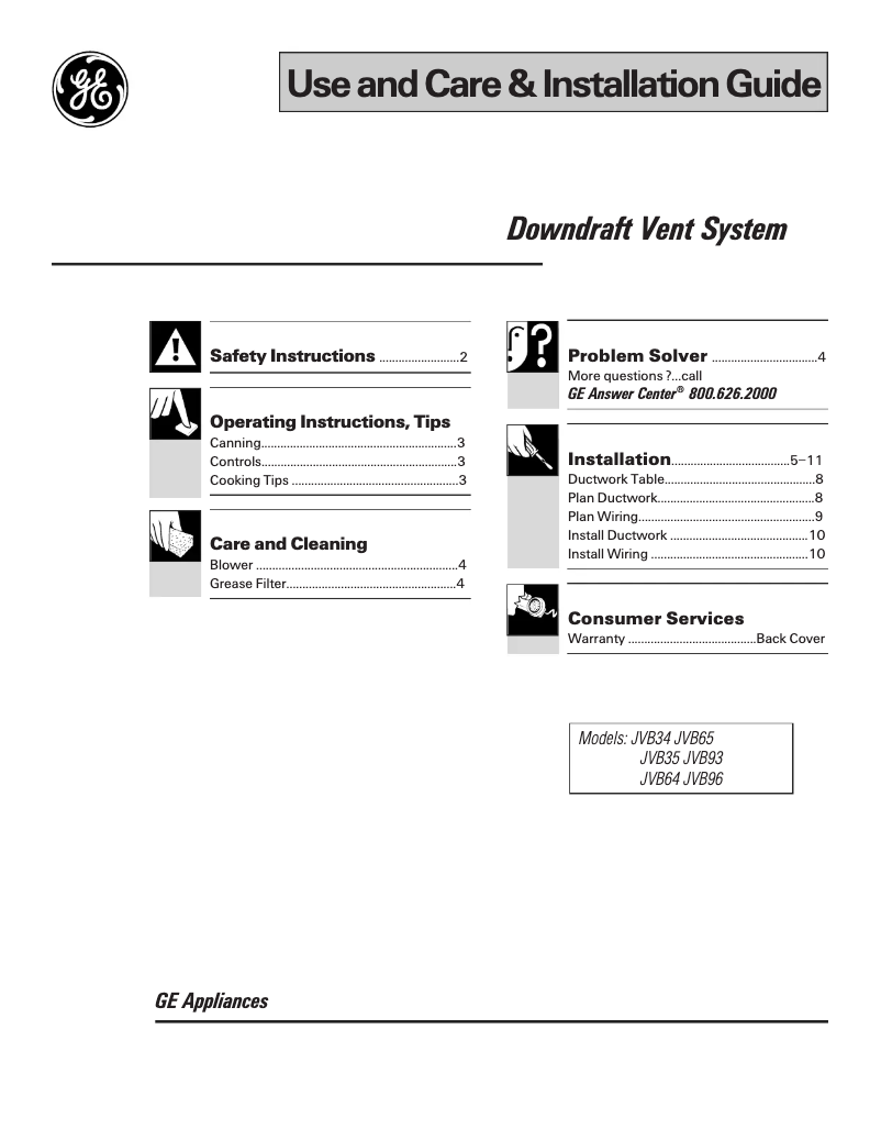 Image de la première page du manuel de l'appareil JVB64SBB