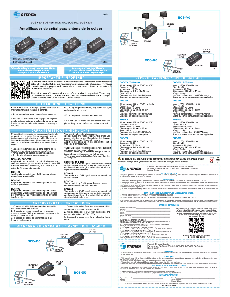 Page n°1 - Manuel utilisateur Steren BOS-700