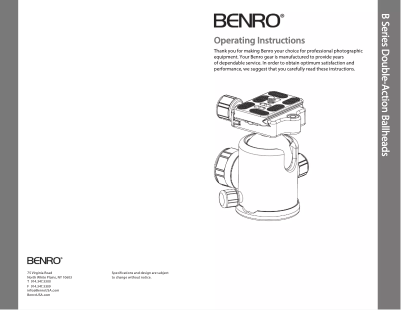 Page n°1 - Manuel utilisateur Benro B3