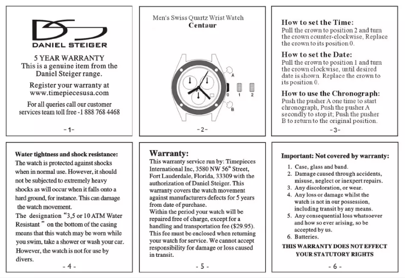 Page n°1 - Manuel utilisateur Daniel Steiger Centaur