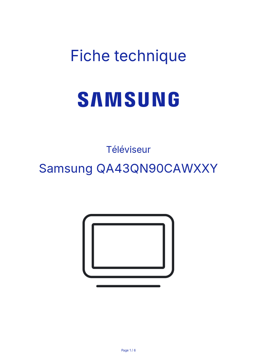 Page n°1 - Fiche technique Samsung QA43QN90CAWXXY