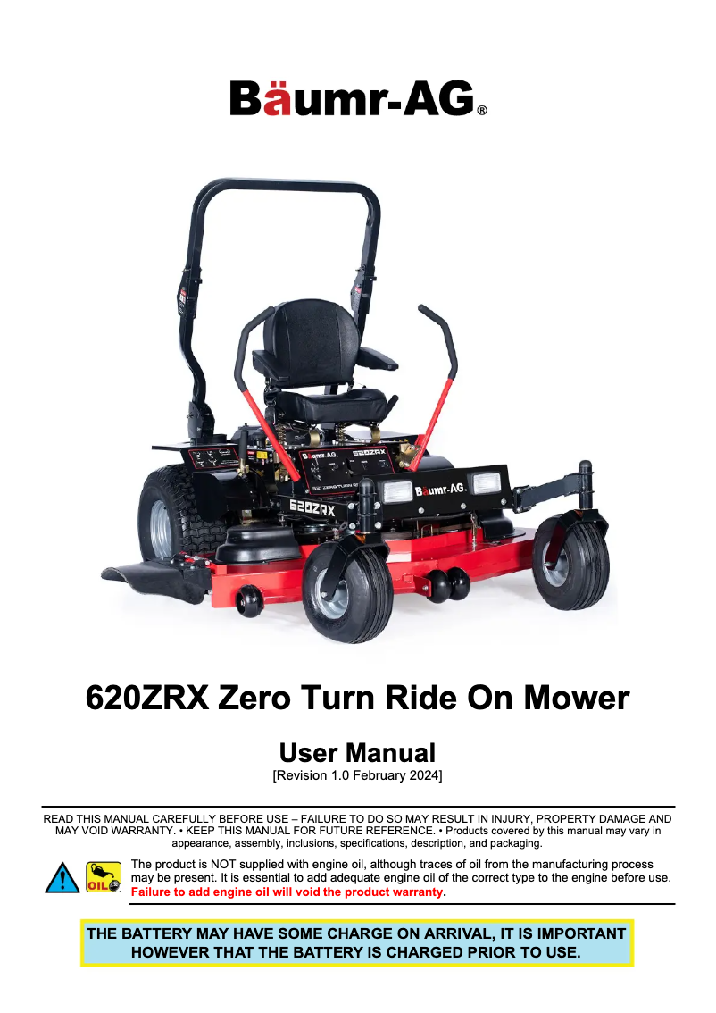 Page n°1 - Manuel utilisateur Baumr-AG 620ZRX