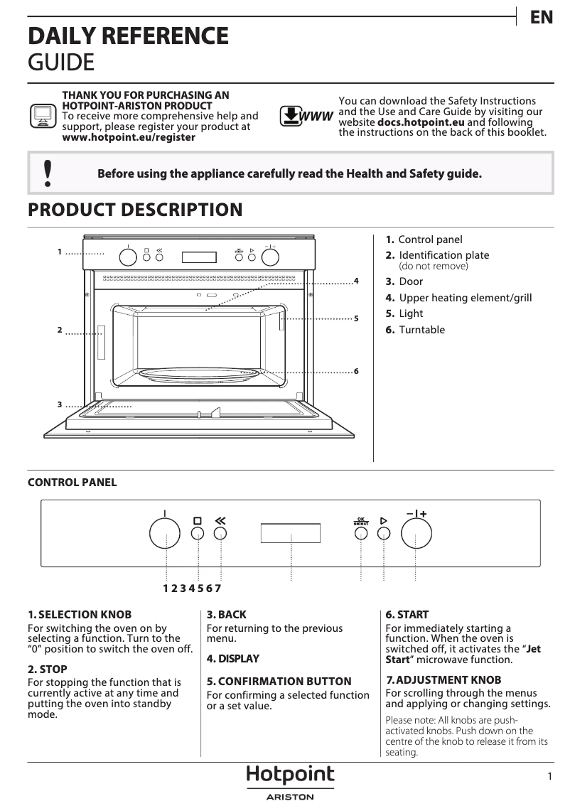 Page n°1 - Manuel utilisateur Hotpoint MP 664 IX HA