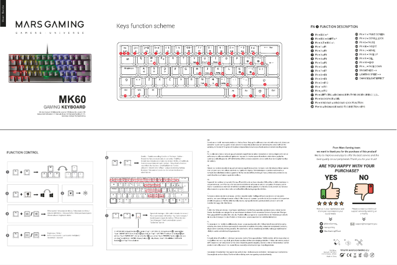 Page 1 de la notice Manuel utilisateur Mars Gaming MK60