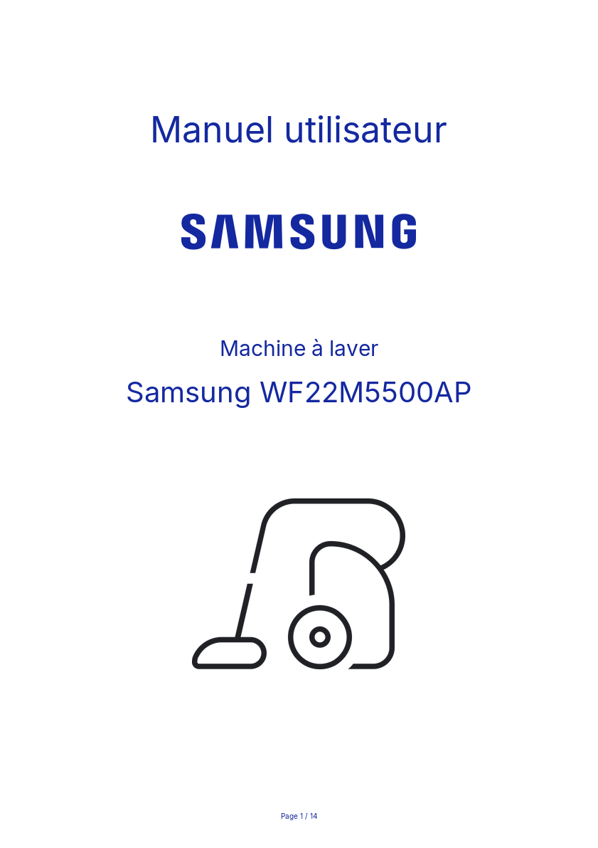 Page n°1 - Manuel utilisateur Samsung WF22M5500AP