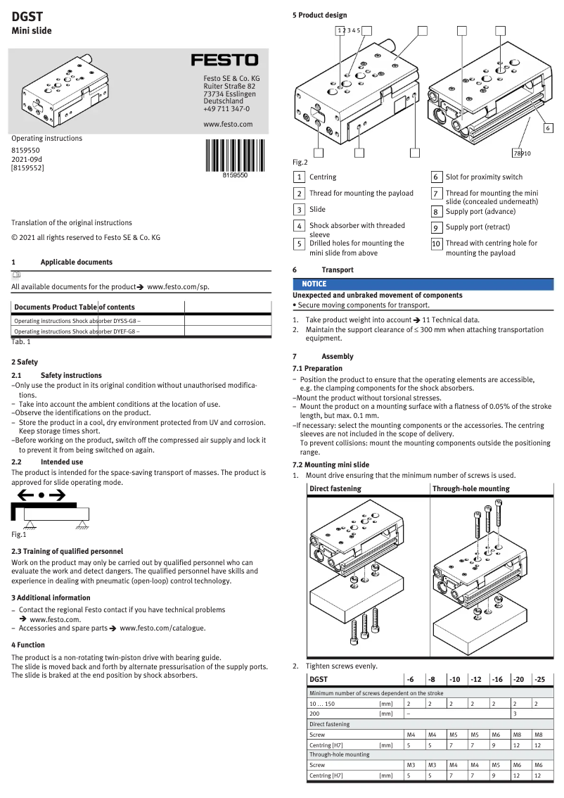 Image de la première page du manuel de l'appareil DGST-10-30-Y12A