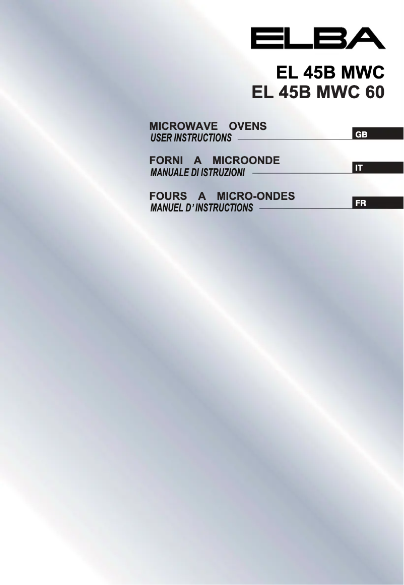 Page n°1 - Manuel utilisateur Elba EL 45B MWC