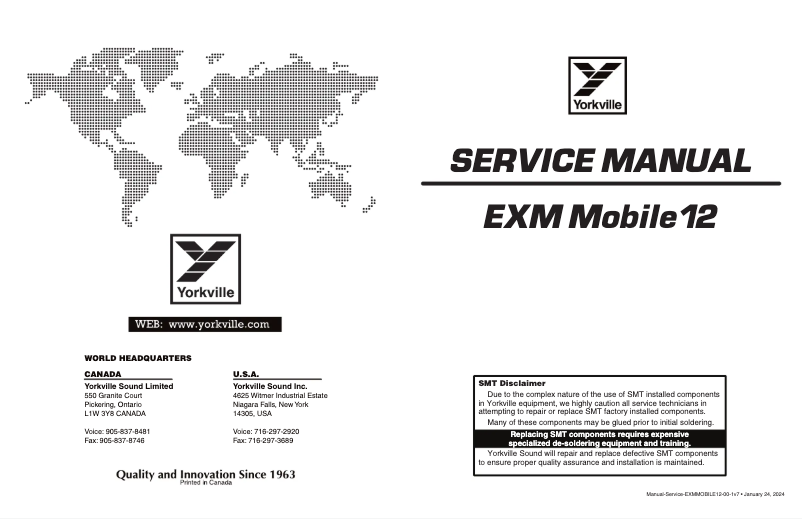 Page n°1 - Manuel utilisateur Yorkville EXM Mobile 12