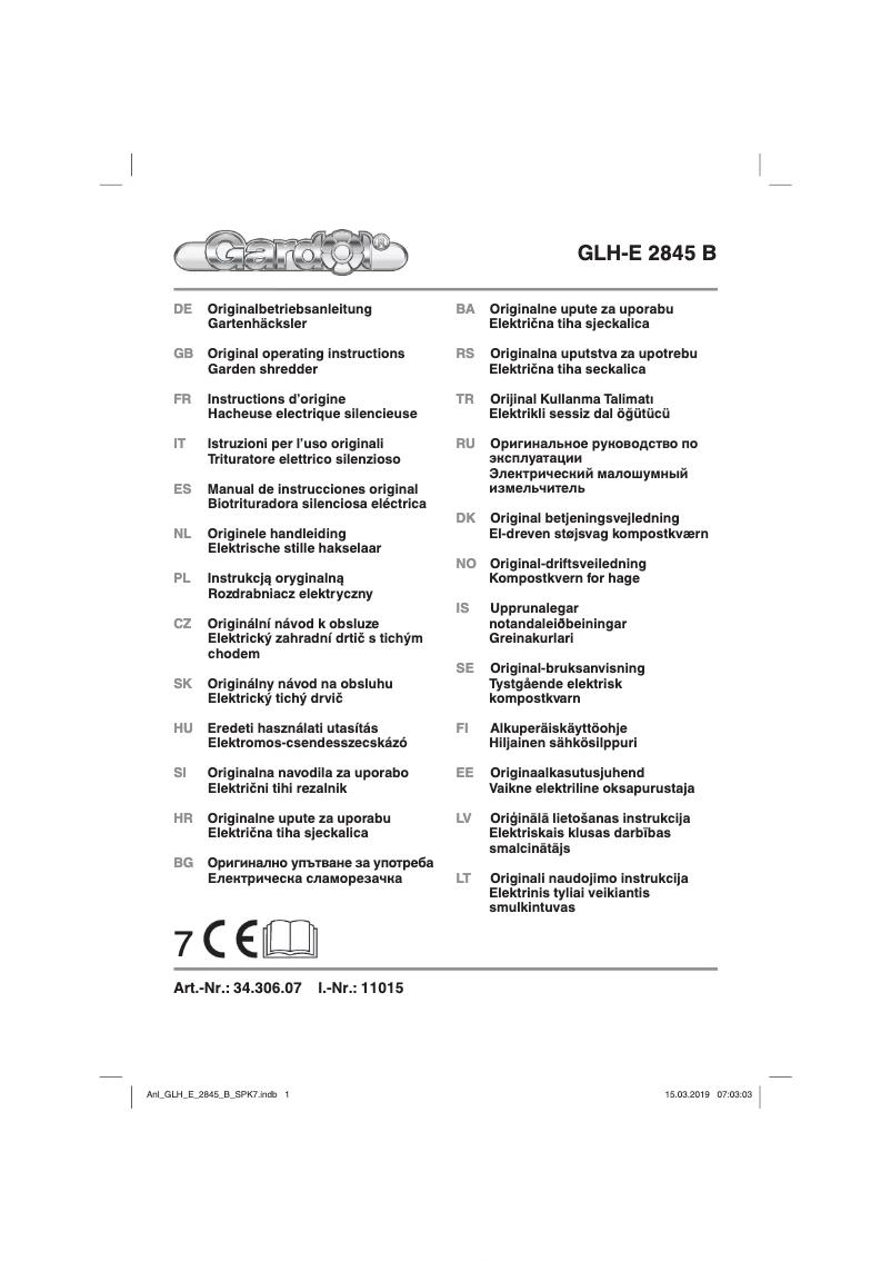 Page 1 de la notice Manuel utilisateur Gardol GLH-E 2845 B