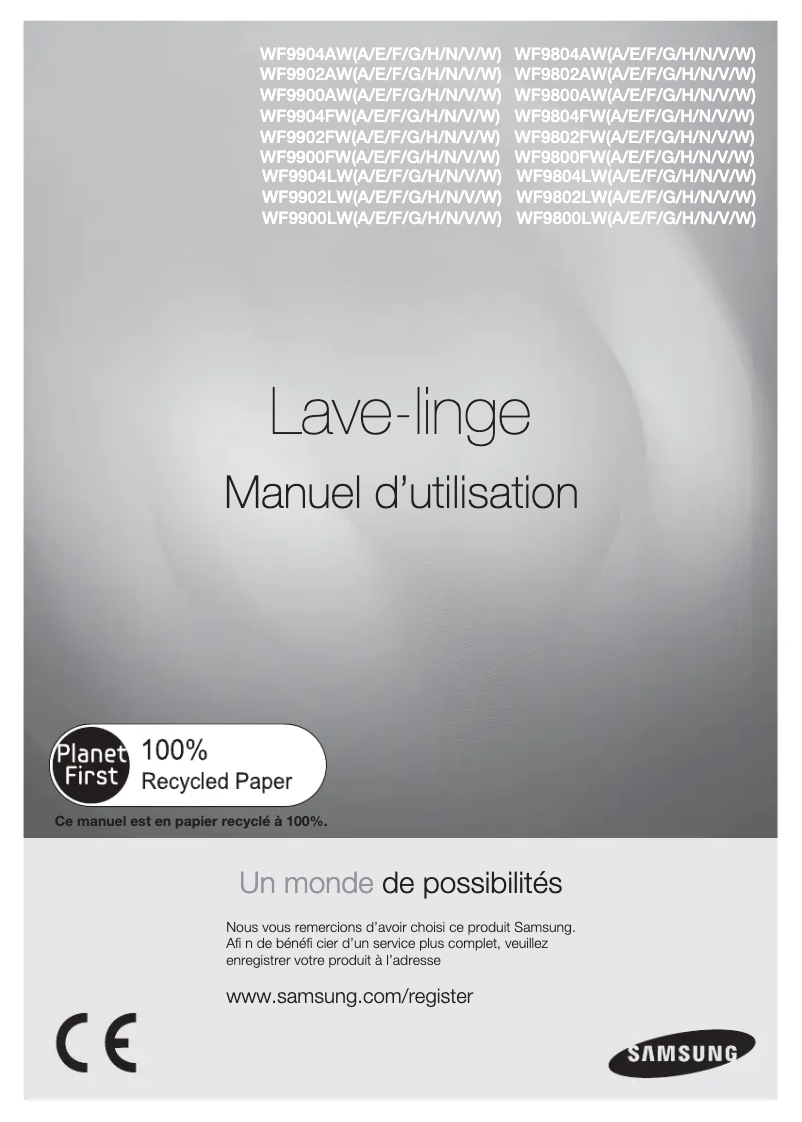 Page n°1 - Manuel utilisateur Samsung WF9802LWV