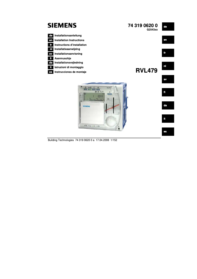 Page n°1 - Manuel utilisateur Siemens RVL479