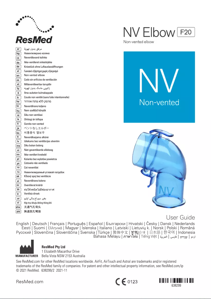 Image de la première page du manuel de l'appareil NV Elbow F20