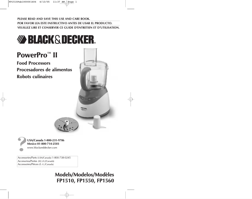 Page 1 de la notice Manuel utilisateur Black & Decker PowerPro II FP1510