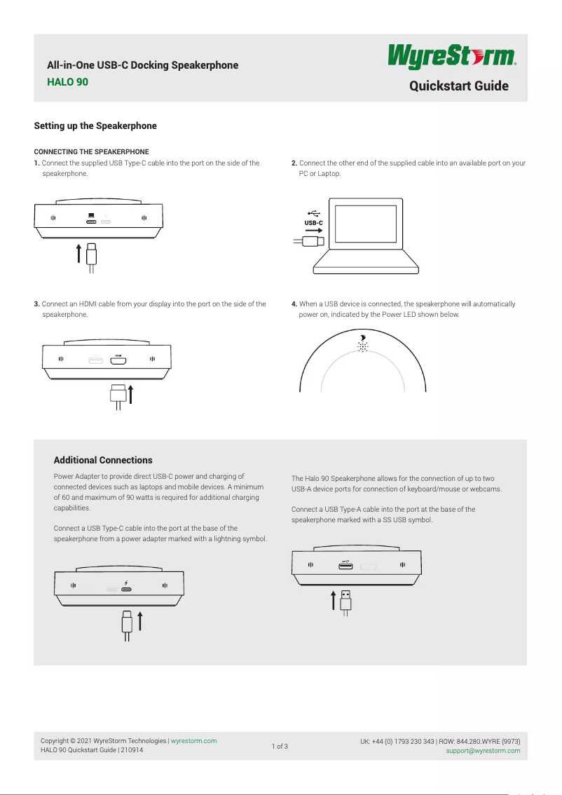 Page 1 de la notice Guide de démarrage rapide WyreStorm HALO 90
