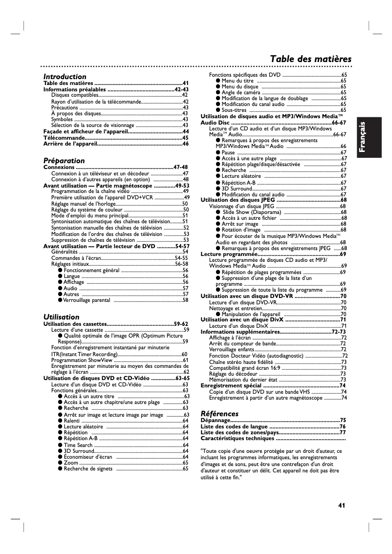 Page 1 de la notice Manuel utilisateur Philips DVP3100