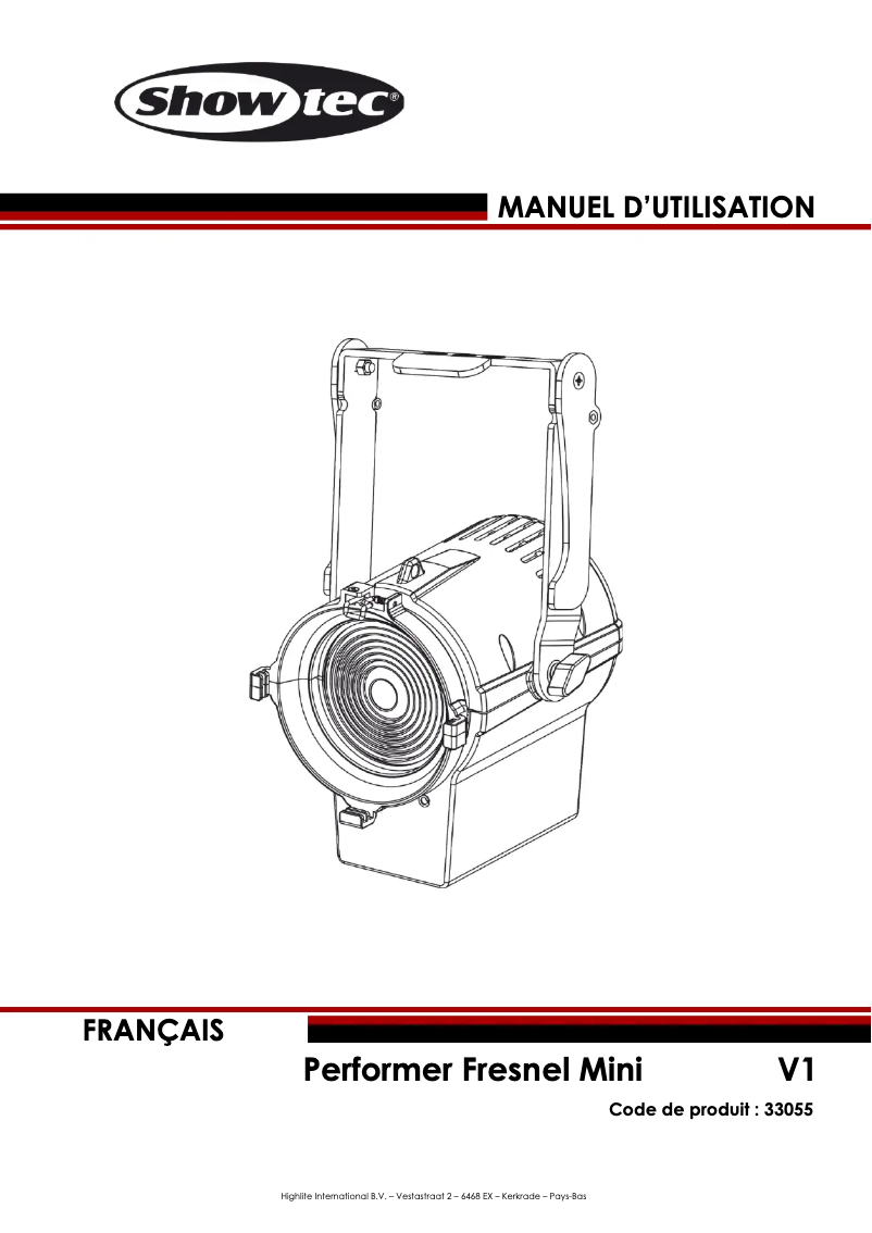 Page 1 de la notice Manuel utilisateur Showtec Performer Fresnel Mini Battery