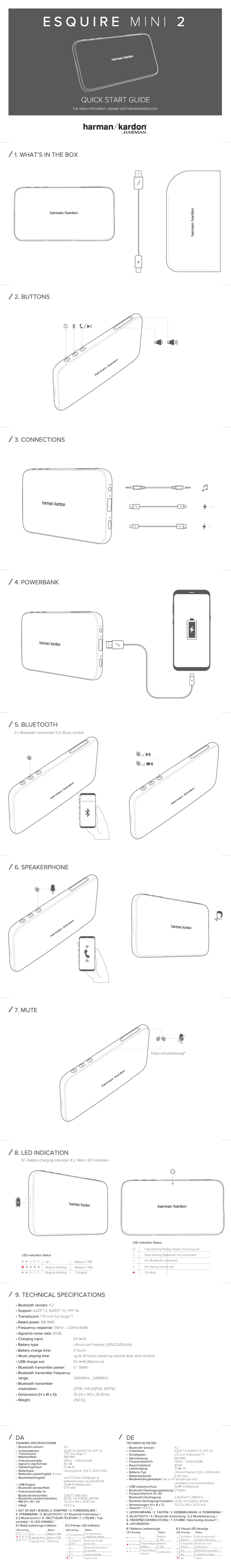 Page 1 de la notice Guide de démarrage rapide Harman Kardon Esquire Mini 2