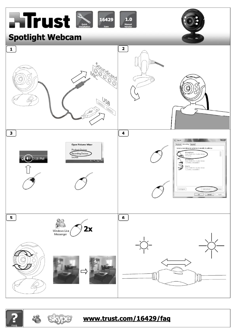 Page 1 de la notice Manuel utilisateur Trust 16429 SpotLight