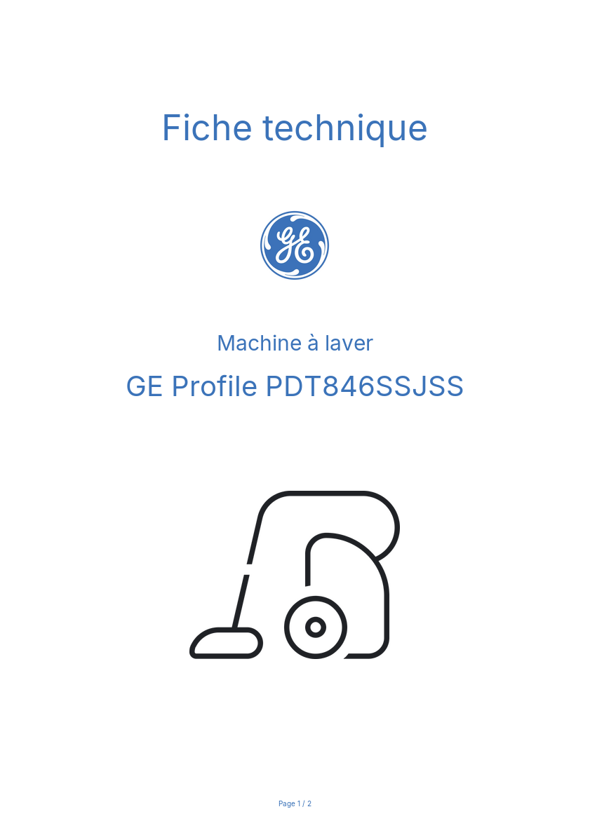 Page n°1 - Fiche technique GE Profile PDT846SSJSS