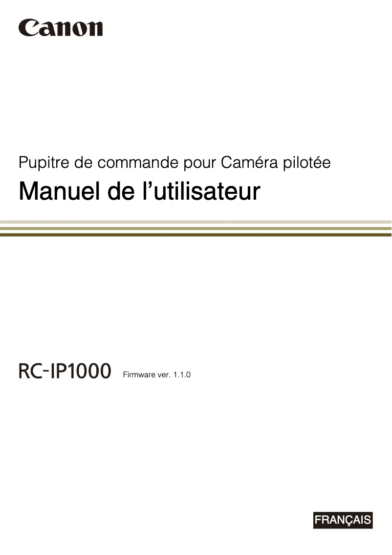 Image de la première page du manuel de l'appareil RC-IP1000