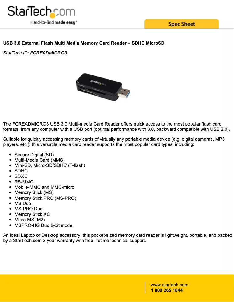 Page n°1 - Brochure StarTech.com FCREADMICRO3