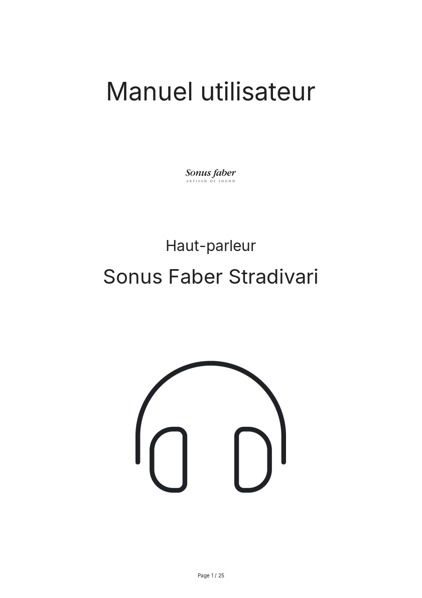 Page n°1 - Manuel utilisateur Sonus Faber Stradivari