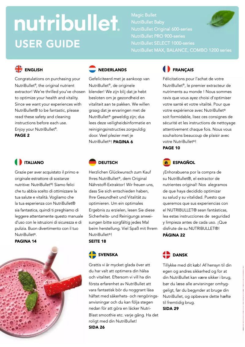 Page 1 de la notice Manuel utilisateur Magic Bullet PRO