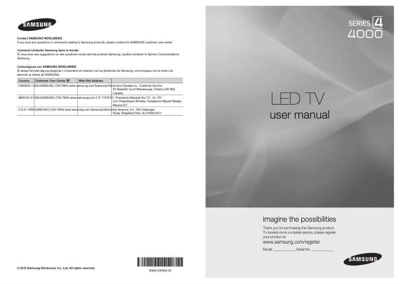 Page n°1 - Manuel utilisateur Samsung UN32C4000PD