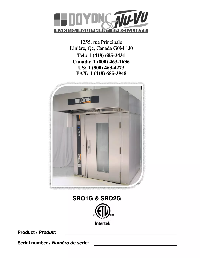 Image de la première page du manuel de l'appareil SRO1G