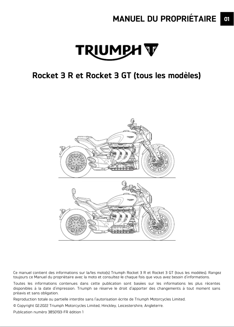 Image de la première page du manuel de l'appareil Rocket 3 R (2022)