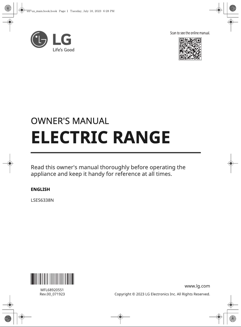 Page n°1 - Manuel utilisateur LG STUDIO LSES6338N