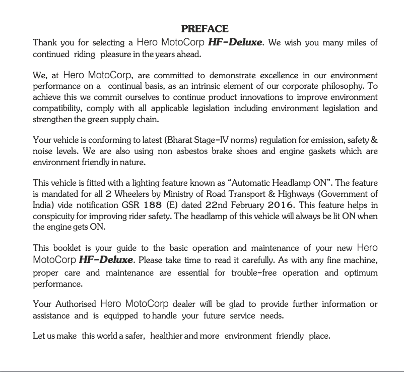 Page 1 de la notice Manuel utilisateur Hero HF-Deluxe (2018)