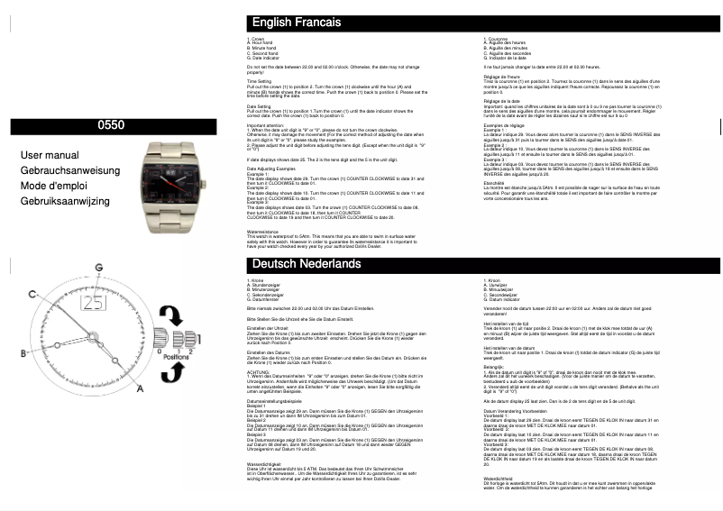 Page n°1 - Manuel utilisateur Davis 0550