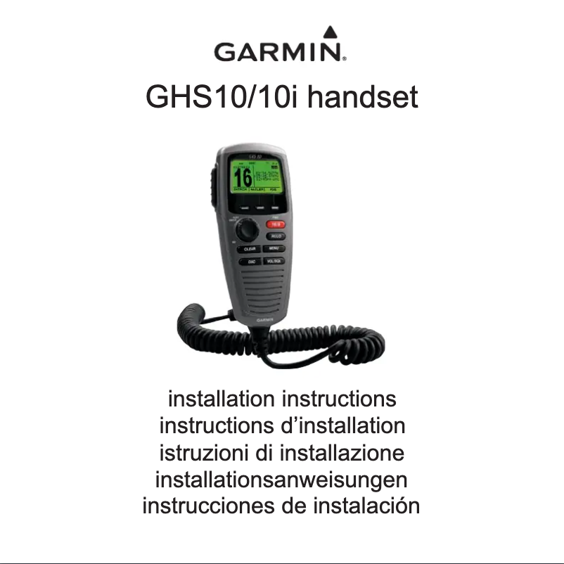 Page 1 de la notice Manuel utilisateur Garmin GHS10i