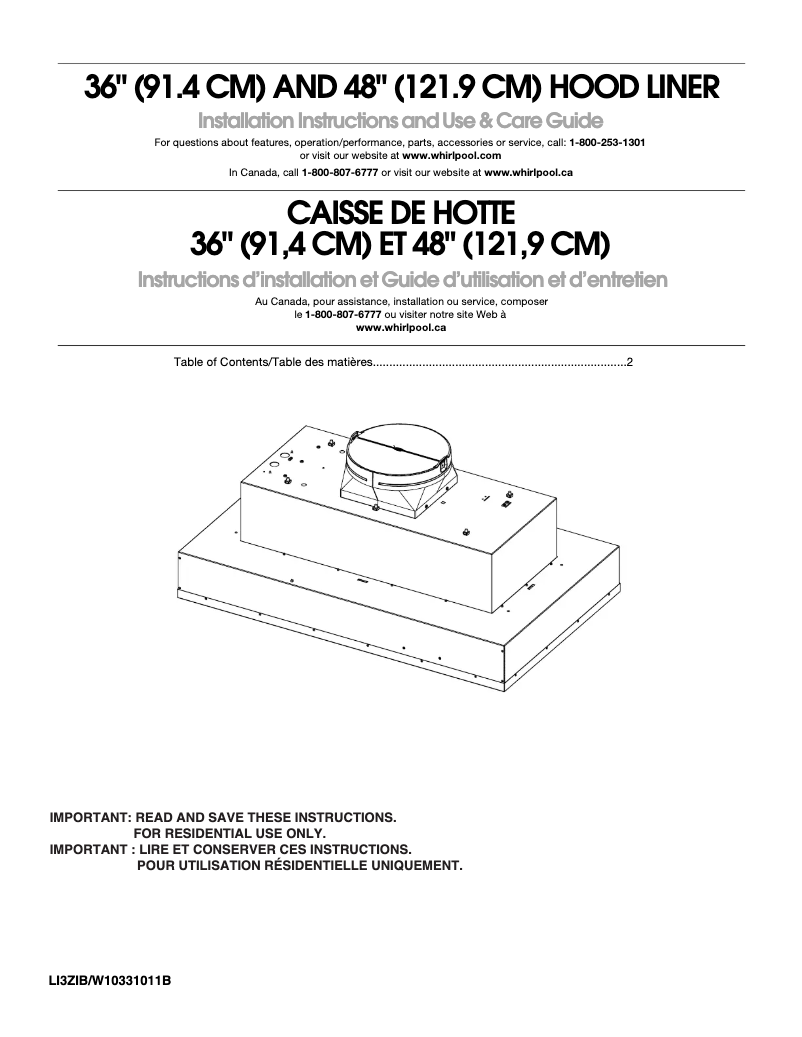 Page 1 de la notice Manuel utilisateur Amana UXL6048YSS