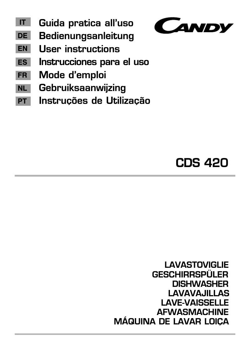Page n°1 - Manuel utilisateur Candy CDS 420N-S