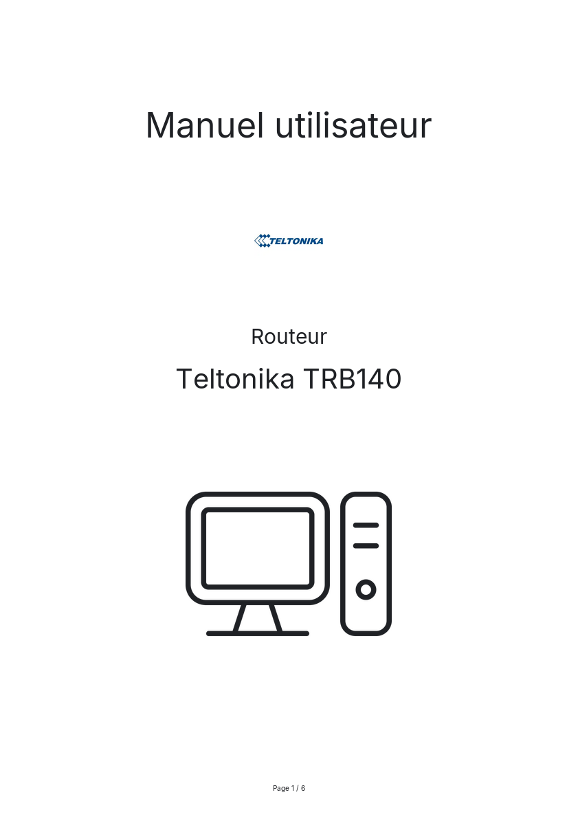Page n°1 - Manuel utilisateur Teltonika TRB140